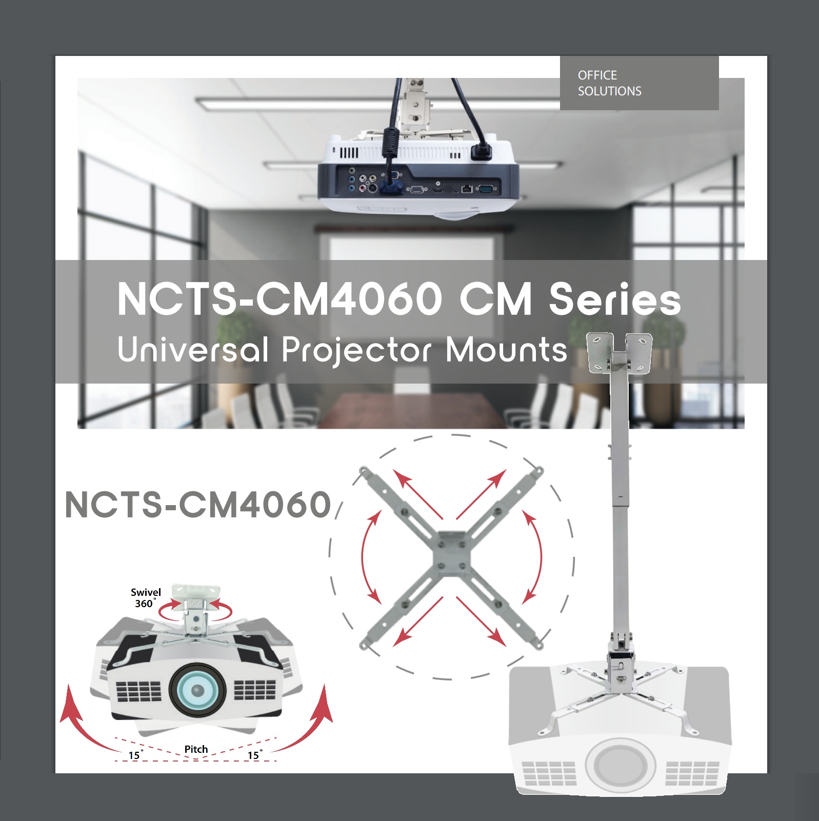 NCTS-CM4060 Universal Projector Ceiling and Wall Mount NCTS-CM4060 Universal Projector Ceiling & Wall Mount – Precision Alignment Adjustable Telescopic Arm 10cm to 60cm