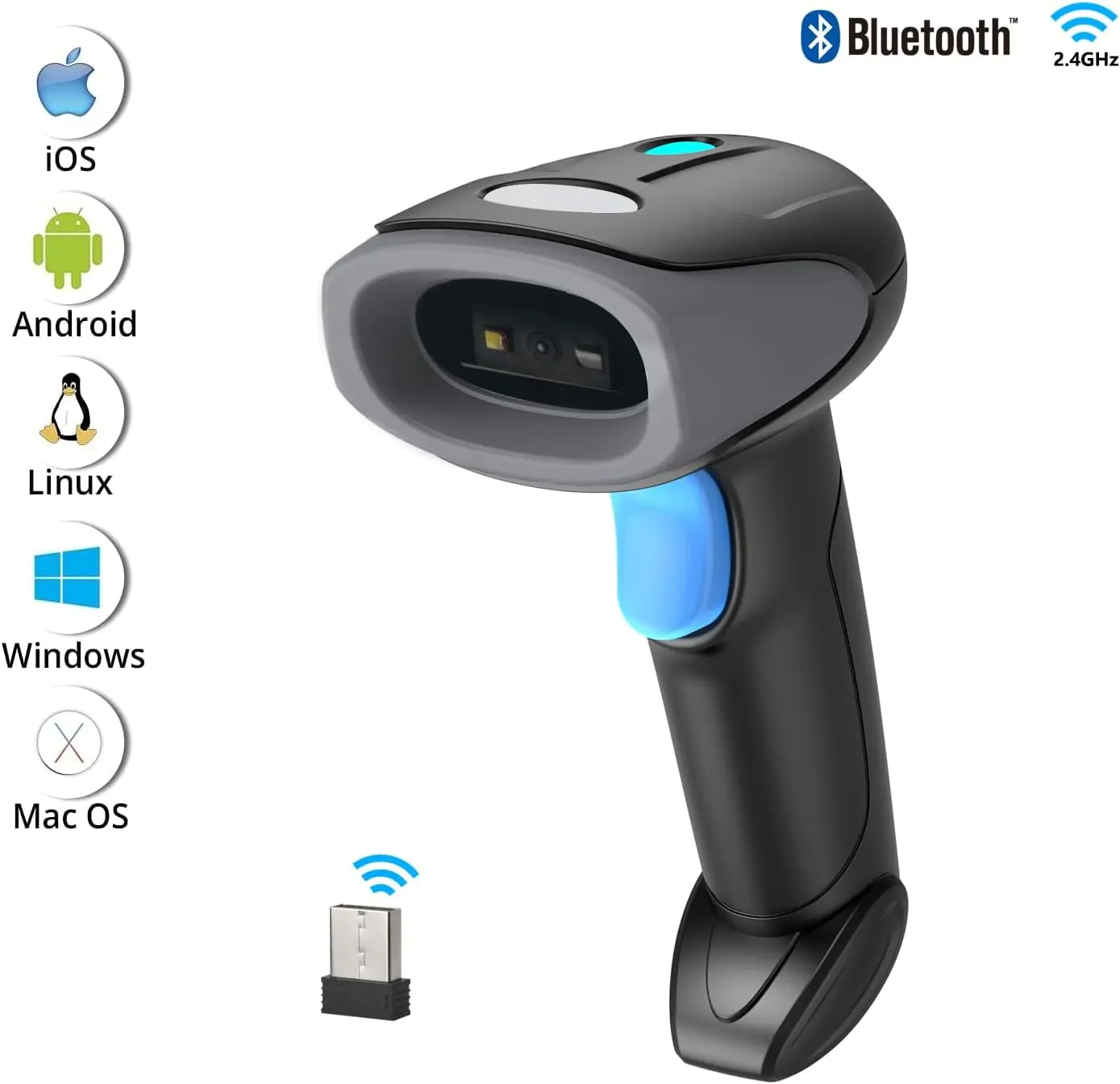 BARCODE-7100W 1D 2D QR Barcode Bluetooth Wireless Scanner  Hand Held Bluetooth Wireless Barcode Scanner Gun