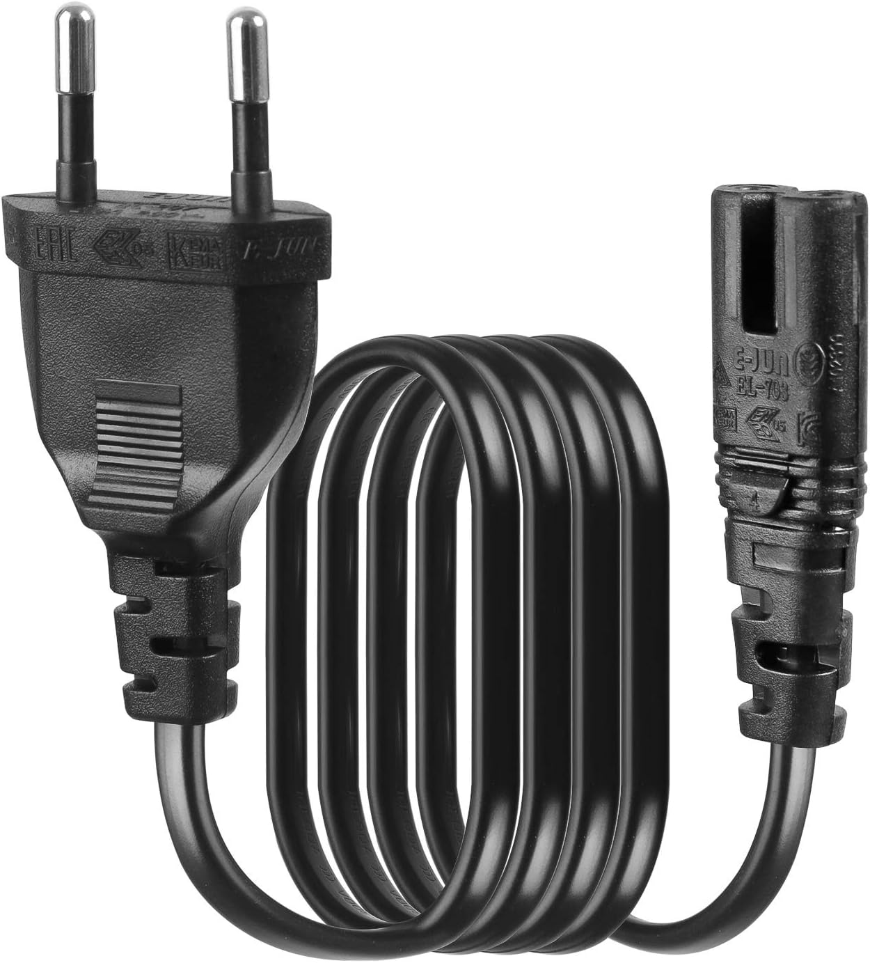 EU 2- Slot Power Cable Euro Plug to IEC320 C7 Figure 8 Non-Polarized 2 Prong European Power Cord  1.5 meter for TV