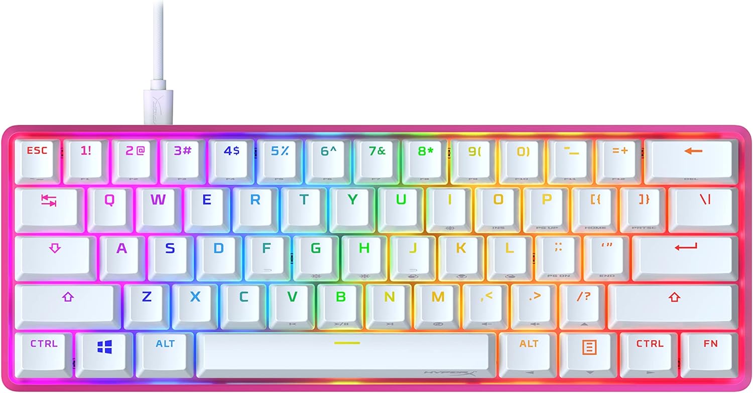 HyperX Alloy Origins 60 - Mechanical Gaming Keyboard - Ultra Compact 60% Form Factor - Linear Red Switch - Double Shot PBT Keycaps - RGB LED Backlit - NGENUITY Software Compatible - Pink HyperX 60 Mechanical Gaming Keyboard - PINK EDITION