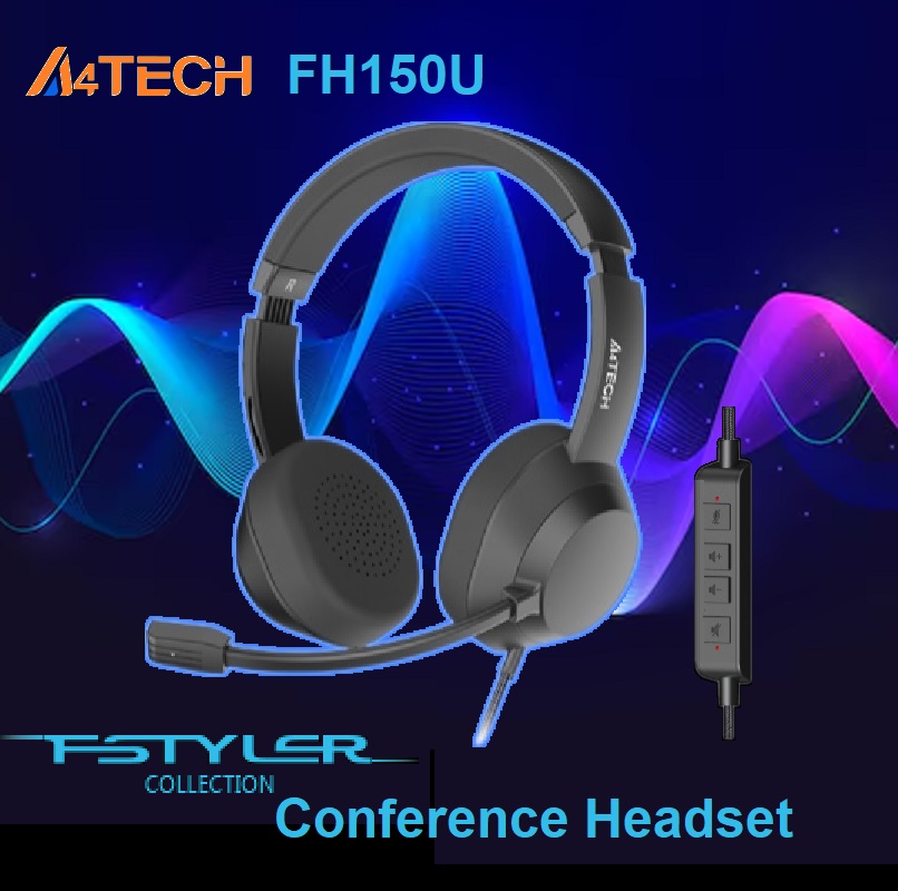 FH150U FH150U Conference Headset Windows Mac OS A4TECH FH150U Conference Headset - DSP Stereo Sound - 40mm Speaker Unit - Leather Padded Headband - Flexible Rotating Microphone - In-Line Convenient Controller - Compatible with Windows & Mac OS