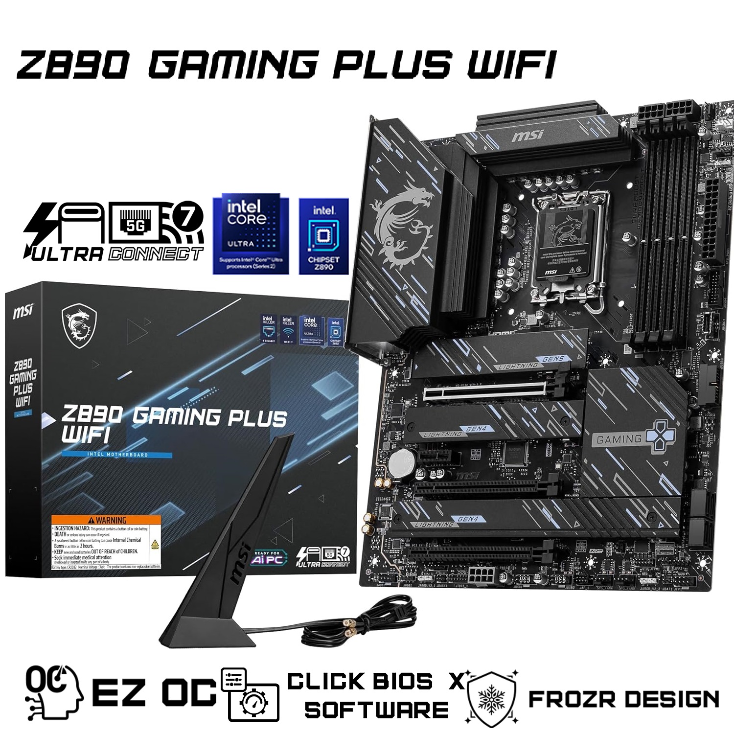 Z890 Gaming Plus WiFi Motherboard Core Ultra 911-7E34-002 Z890 Gaming Plus WiFi Motherboard LGA 1851 MSI Z890 Gaming Plus WiFi Gaming Motherboard (Supports Core Ultra Series 2 Intel Processors