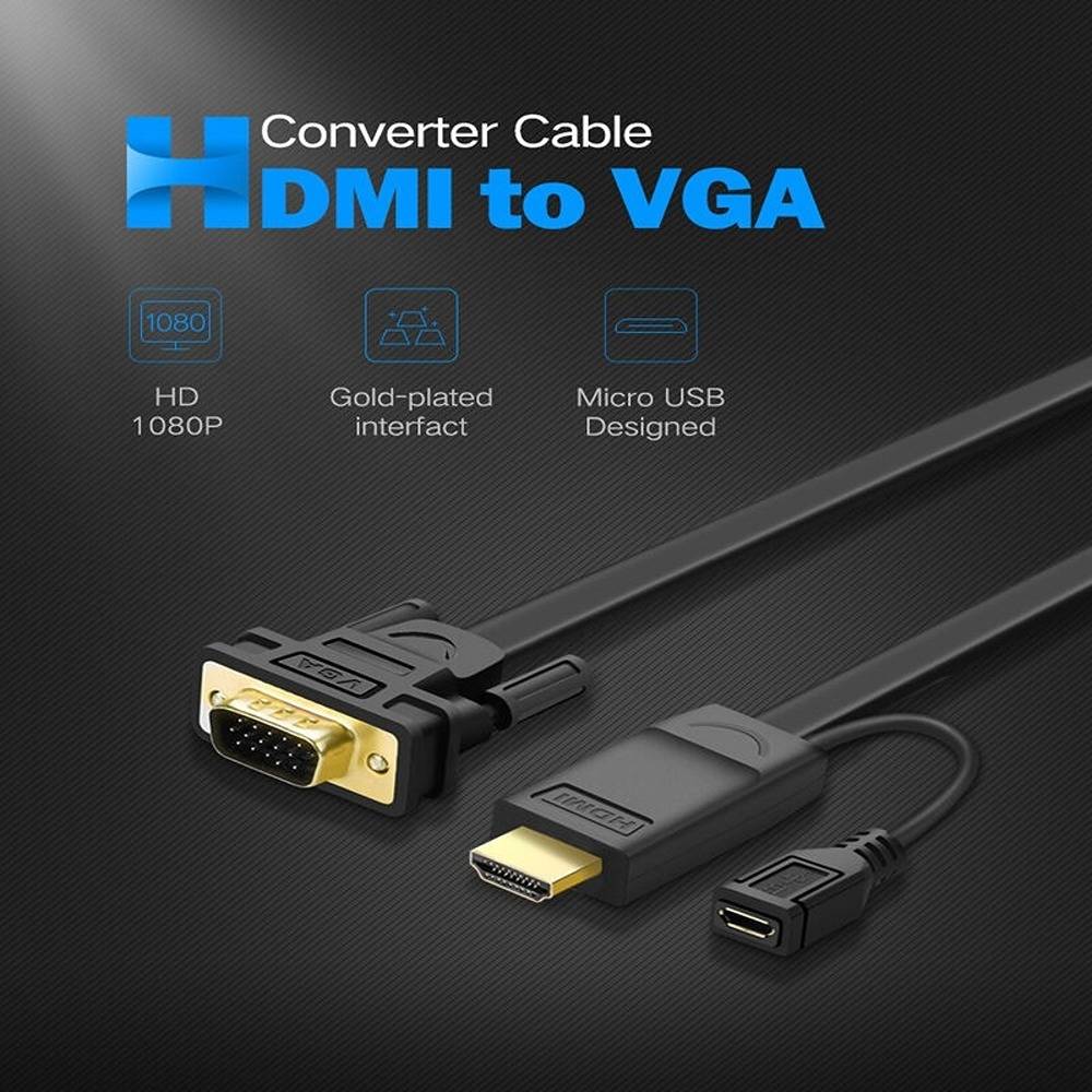 UGREEN-30449 UGREEN HDMI to VGA Converter Cable Micro USB UGREEN HDMI to VGA Converter Cable