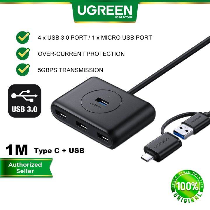 UGREEN-40850 Ugreen USB Hub With USB-C Port Ugreen USB 3.0 Hub With USB-C Port