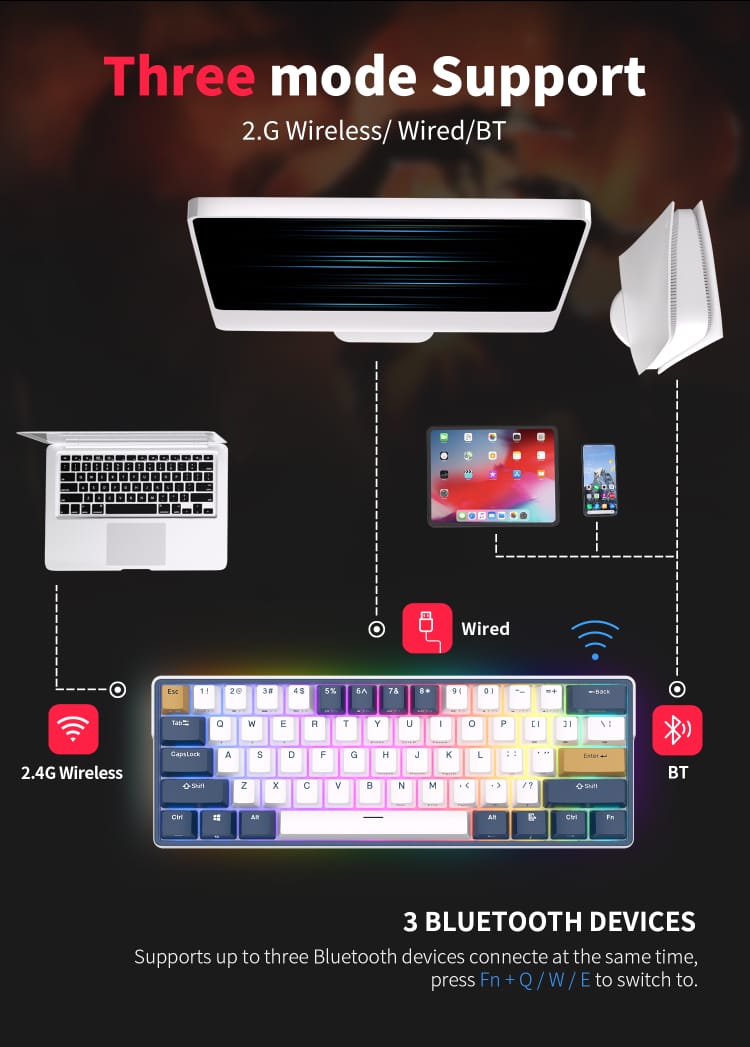 Mechanical Keyboard RGB 61 Programmable Keys