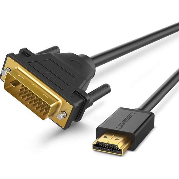 UGREEN CABLE HDMI TO DVI 1.5M HD106 11150 . Ugreen cable adapter DVI 24 + 1 pin (male) TO HDMI (male) - FHD 60 Hz - 1.5 m - black (HD106 11150)