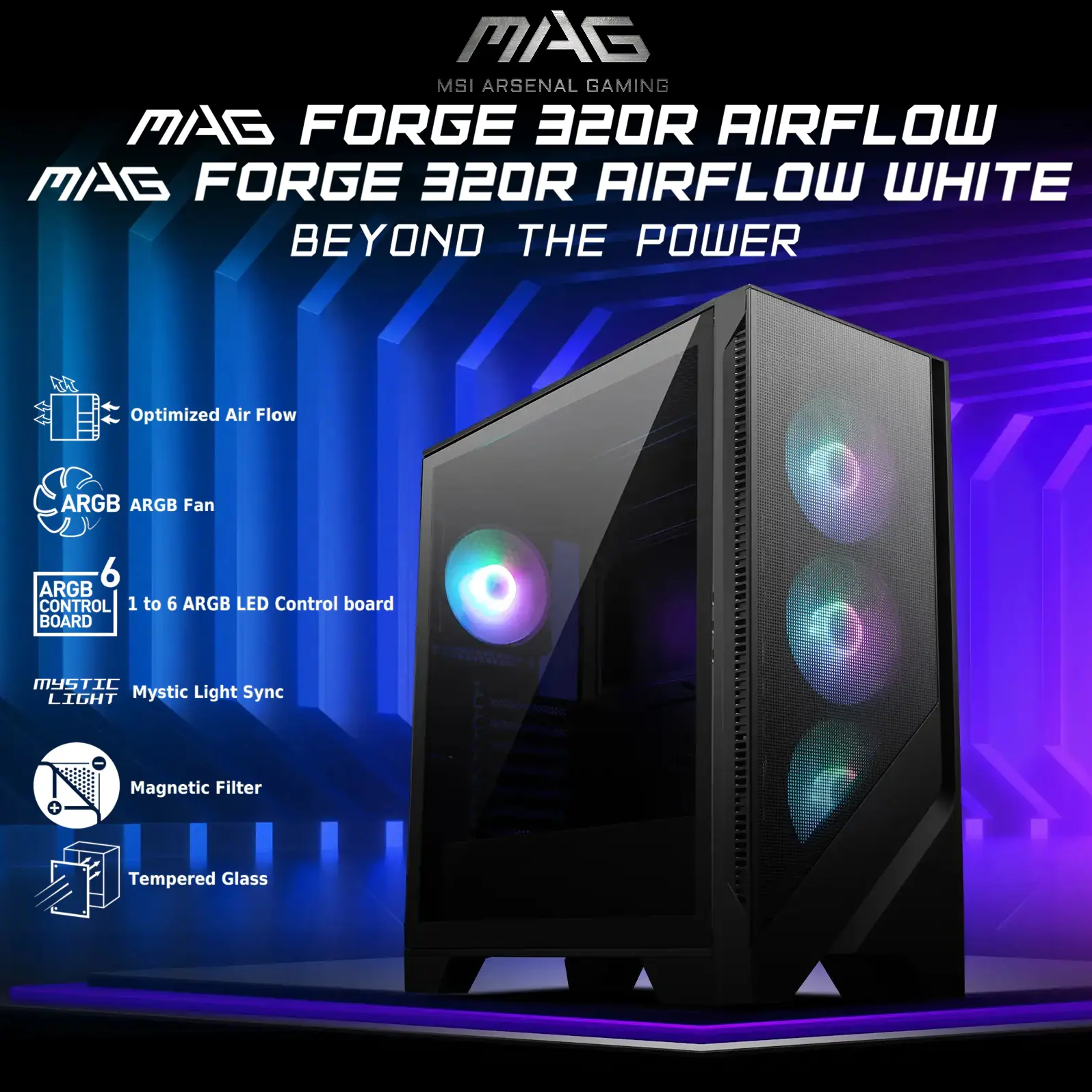 MAG FORGE 320R Airflow ATX Mid Tower PC Case 306-7G23R24-HH9 MAG FORGE 320R Airflow ATX Mid Tower PC Case MSI MAG FORGE 320R Airflow ATX  Mid Tower PC Case
