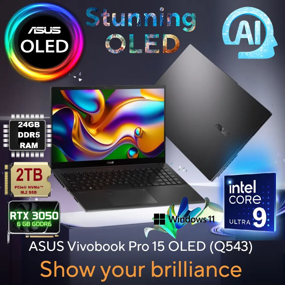 90NB13C1-M00070 Vivobook Pro 15 OLED Display Core Ultra 9 ASUS Vivobook Pro 15 OLED (Q543MJ) Intel® Core™ Ultra 9 185H