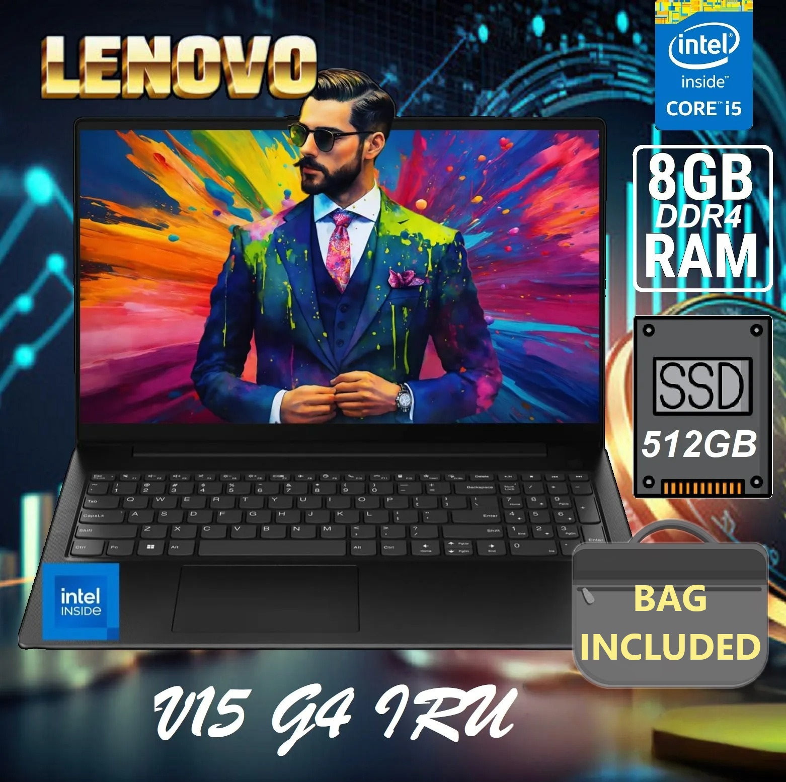 Lenovo Core i5-13420H 512GB SSD 8GB DDR4 RAM 83A1009HFE Core i5-13420H 8GB DDR4 RAM 512GB SSD Lenovo V15 G4 IRU Intel® Core™ i5-13420H
