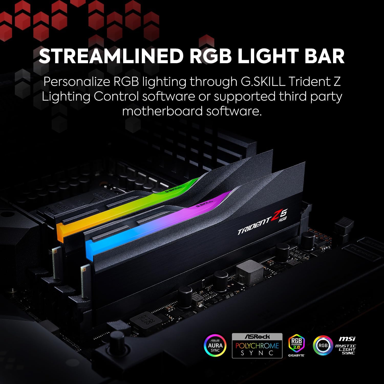 G.SKILL Trident Z5 RGB Series (Intel XMP 3.0) DDR5 RAM 64GB (2x32GB) 6400MT/s CL32-39-39-102 1.40V Desktop Computer Memory UDIMM - Matte Black (F5-6400J3239G32GX2-TZ5RK) RGB DDR5 RAM 64GB 32GB 6400MT CL32
