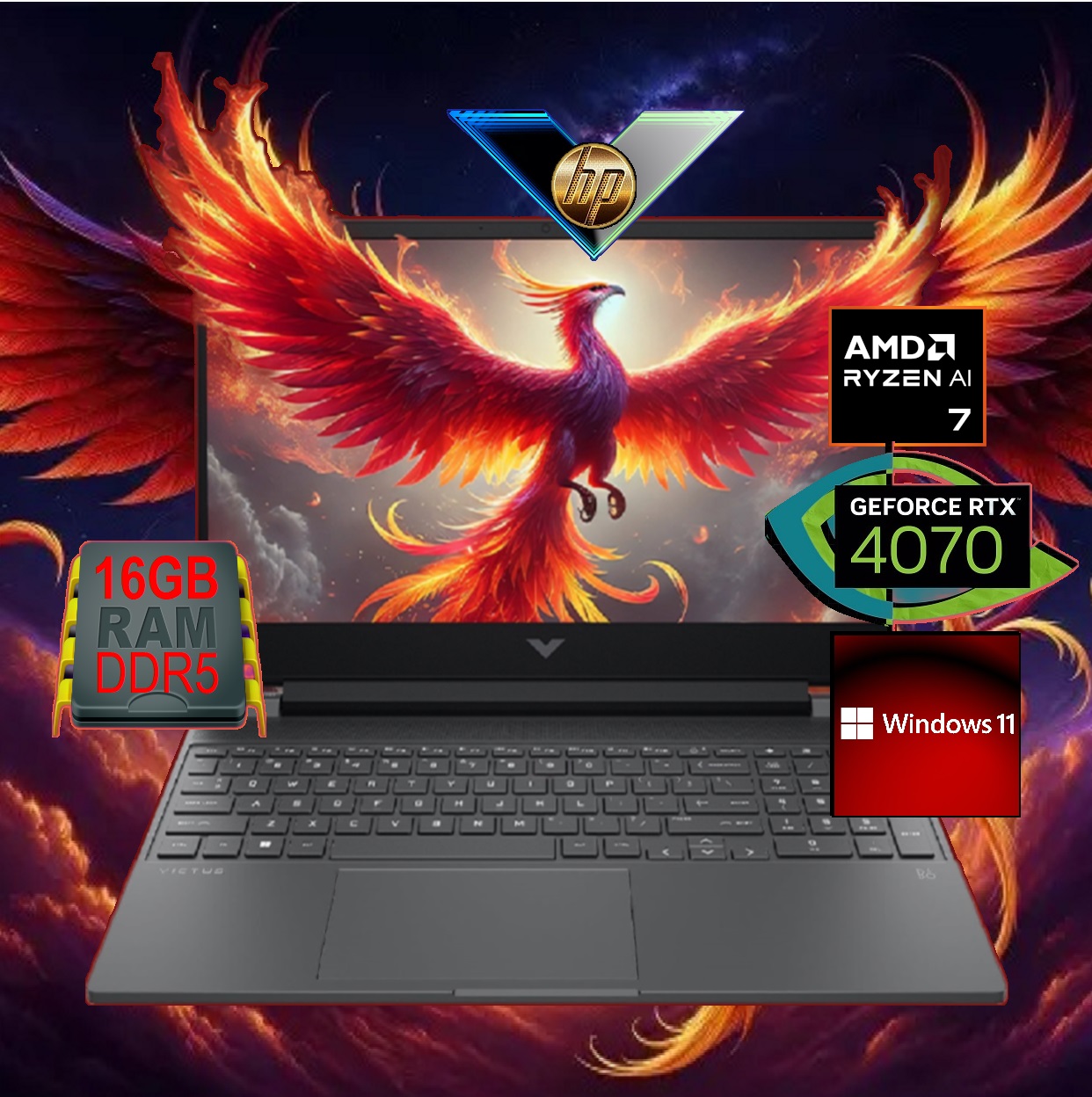 A1SV3UA#ABA HP Victus 16-s1023dx Ryzen 7 8845HS RTX 4070 HP Victus 16-s1023dx AMD Ryzen™ 7 8845HS | 16GB DDR5 RAM ; 512GB SSD | RTX™ 4070