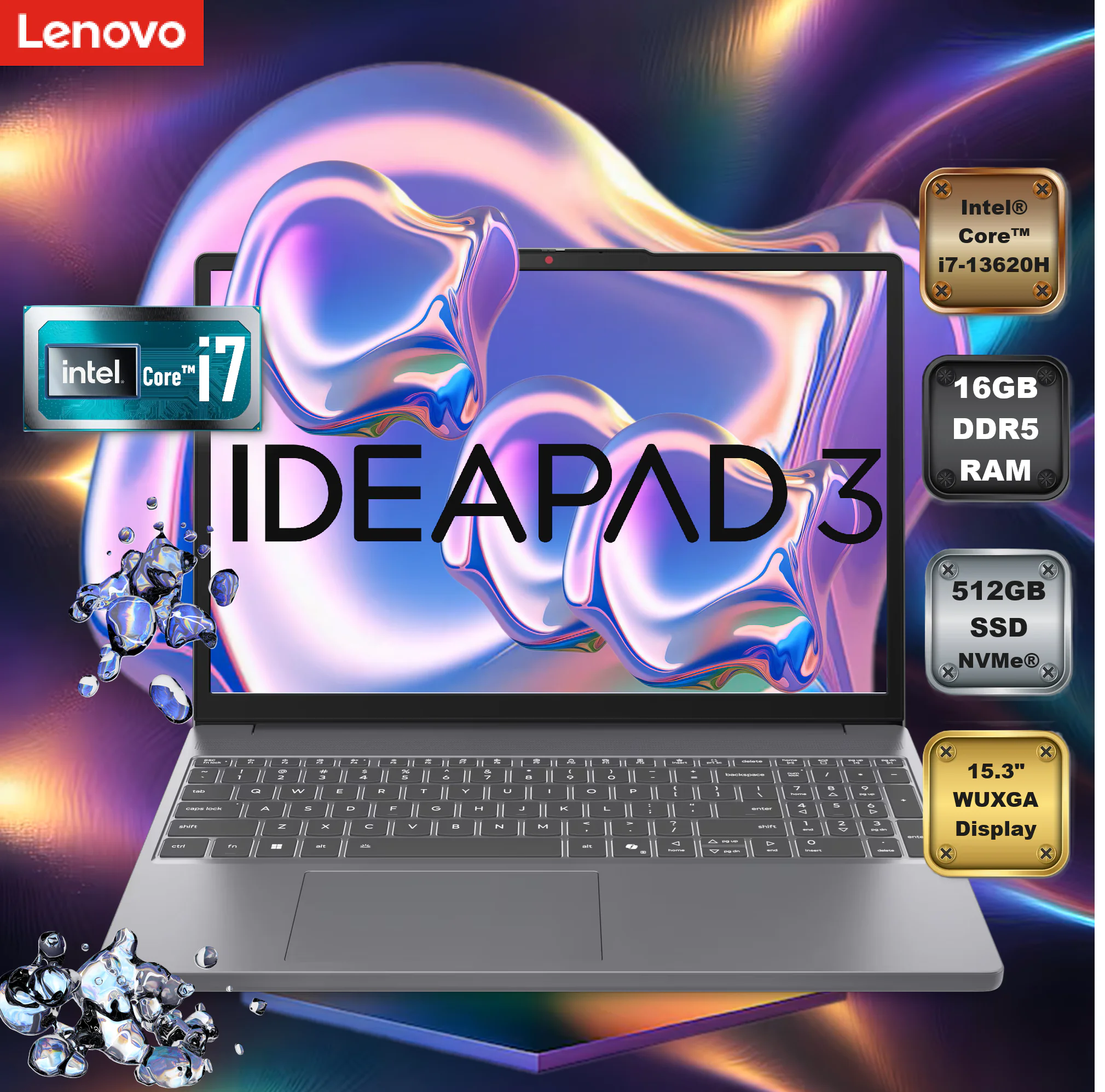 83K100E7DP LENOVO IDP SLIM 3 15IRH10 I7-13620H 16GB / 512GB / 15.3" / WUXGA / DOS LENOVO IdeaPad Slim 3 15IRH10 Intel® Core™ i7-13620H | 16GB DDR5 RAM