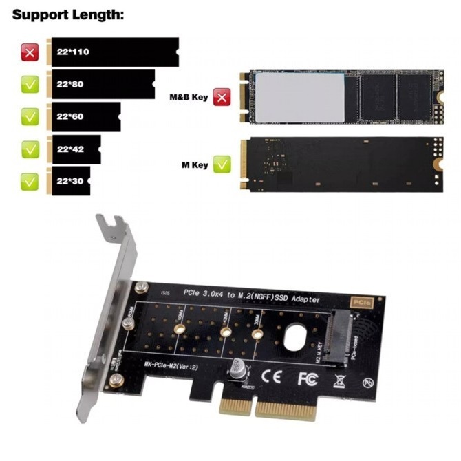 SPB043 NVMe PCIe Adapter M Key M2 NVME SSD to PCI-e NVMe PCIe Adapter