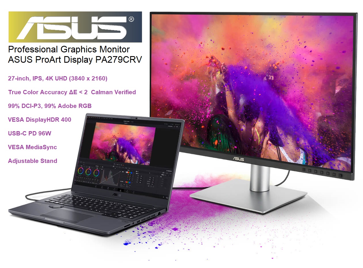 90LM08E0-B01K60 Professional Graphics Monitor ASUS ProArt Professional Graphics Monitor ASUS ProArt Display PA279CRV – 27-inch