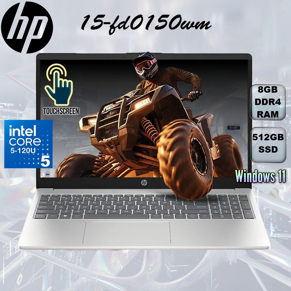 B8LA9UA#ABA HP 15-FD0150WM CORE 5-120U 8GB/512GB SSD/WIN11/15.6"/TOUCH SCREEN HP 15-fd0150wm Intel Core 5 120U
