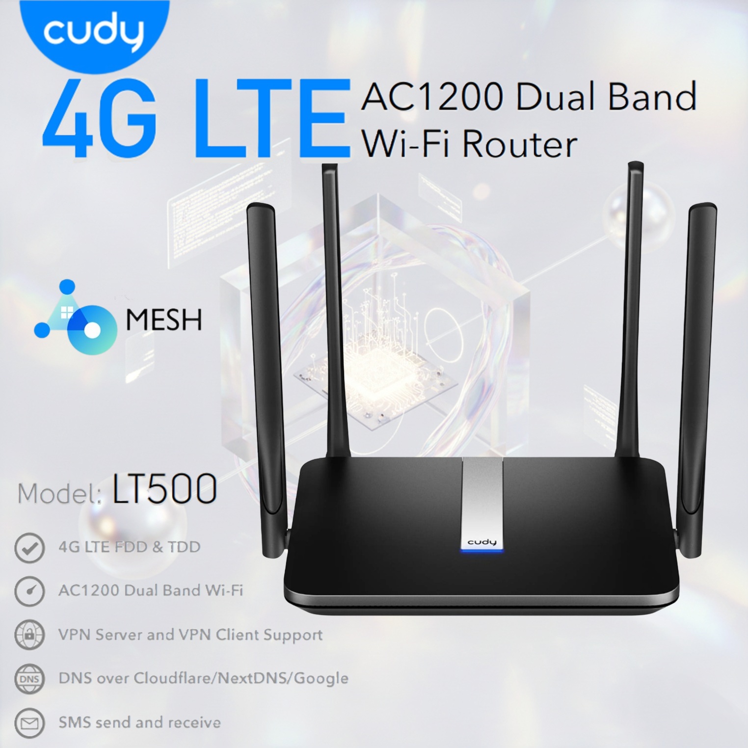 CUDY  AC1200 Dual Band 4G LTE Wi-Fi Router With Nano SIM Slot