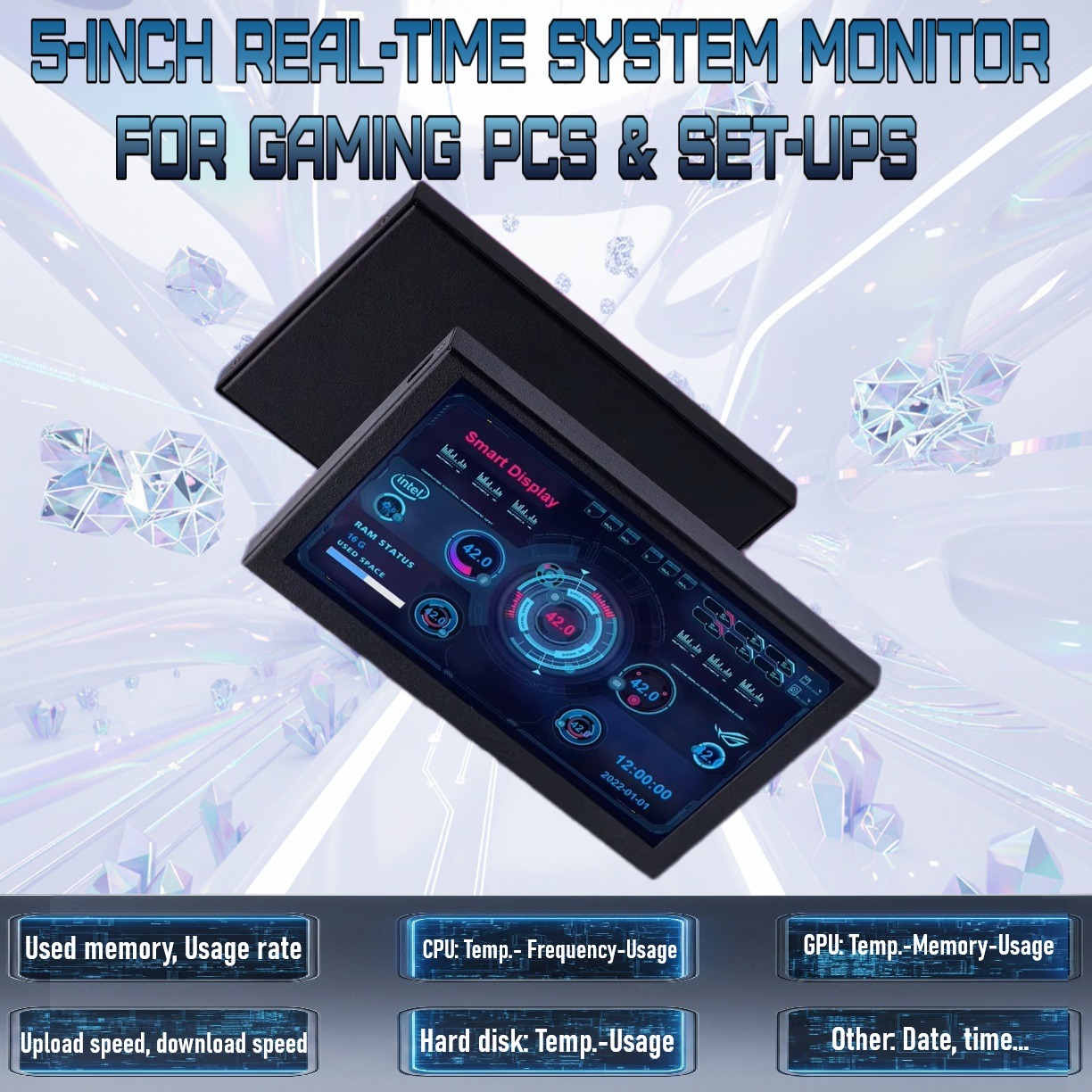 MIRABOX-D5 5" LCD SMART SCREEN MINI DISPLAY Mini 5-inch LCD Secondary Smart Display Real-time System Monitor for Gaming PCs and Set-ups