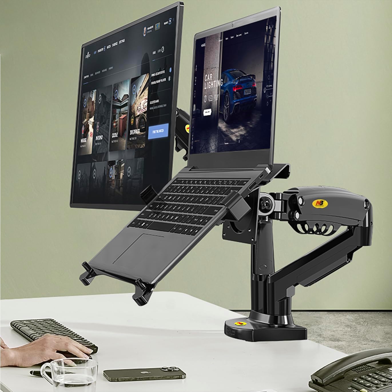 Laptop Mount with Adjustable Tray for 10-17” Notebook