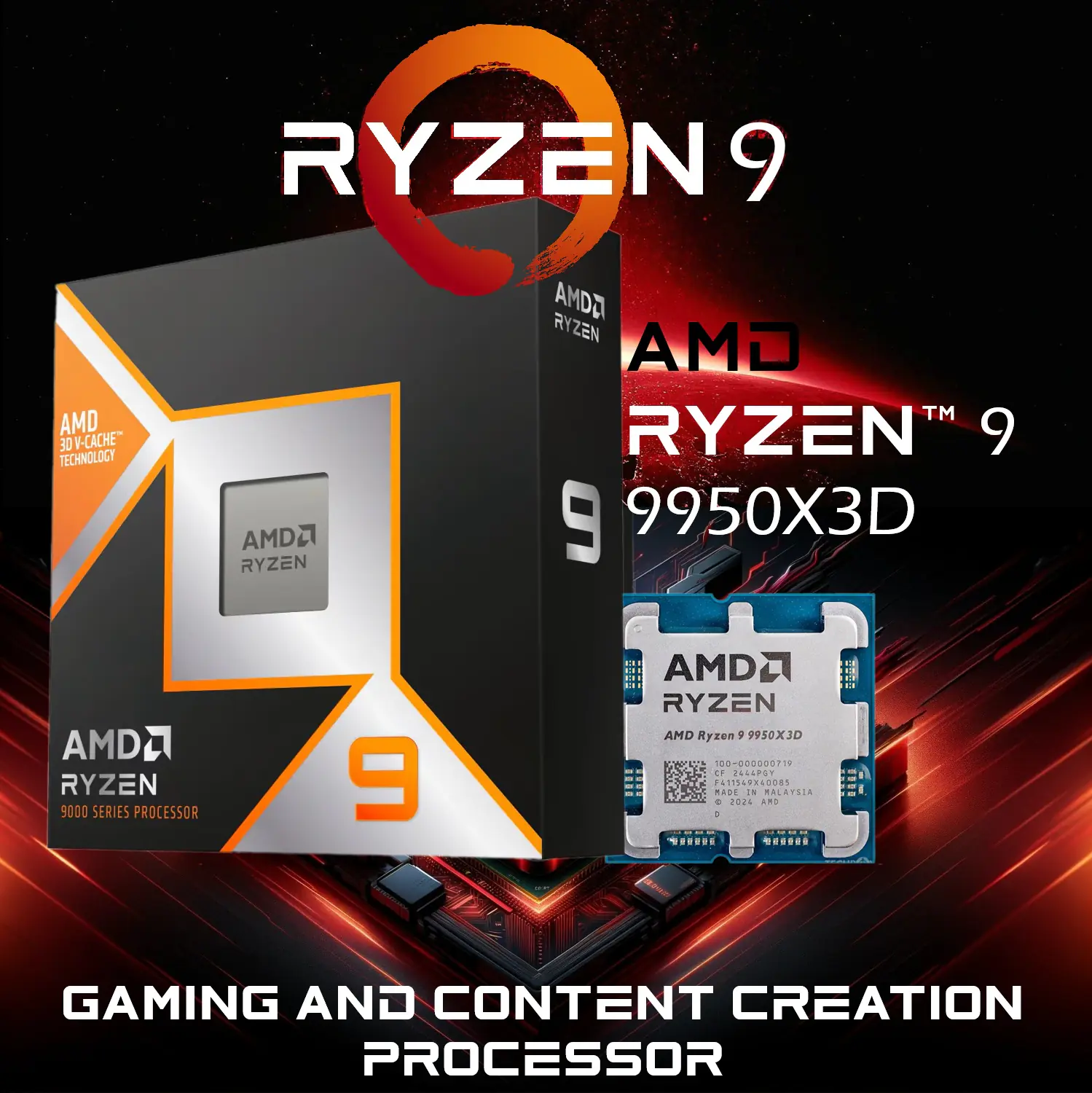 AMD-RYZEN-9950X3D CPU AMD Ryzen 9 9950X3D 9000 Series Granite CPU AMD Ryzen 9 9950X3D - Ryzen 9 9000 Series Granite Ridge (Zen 5) 16-Core 4.3 GHz Socket AM5 170W AMD Radeon Graphics Processor