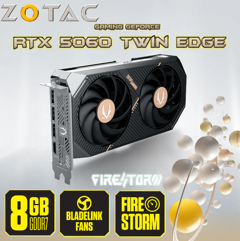 ZT-B50600E-10M ZOTAC GAMING GEFORCE RTX 5060 TWIN EDGE 8GB GDDR7 ZOTAC GAMING GeForce RTX 5060 Twin Edge GPU With 8GB GDDR7