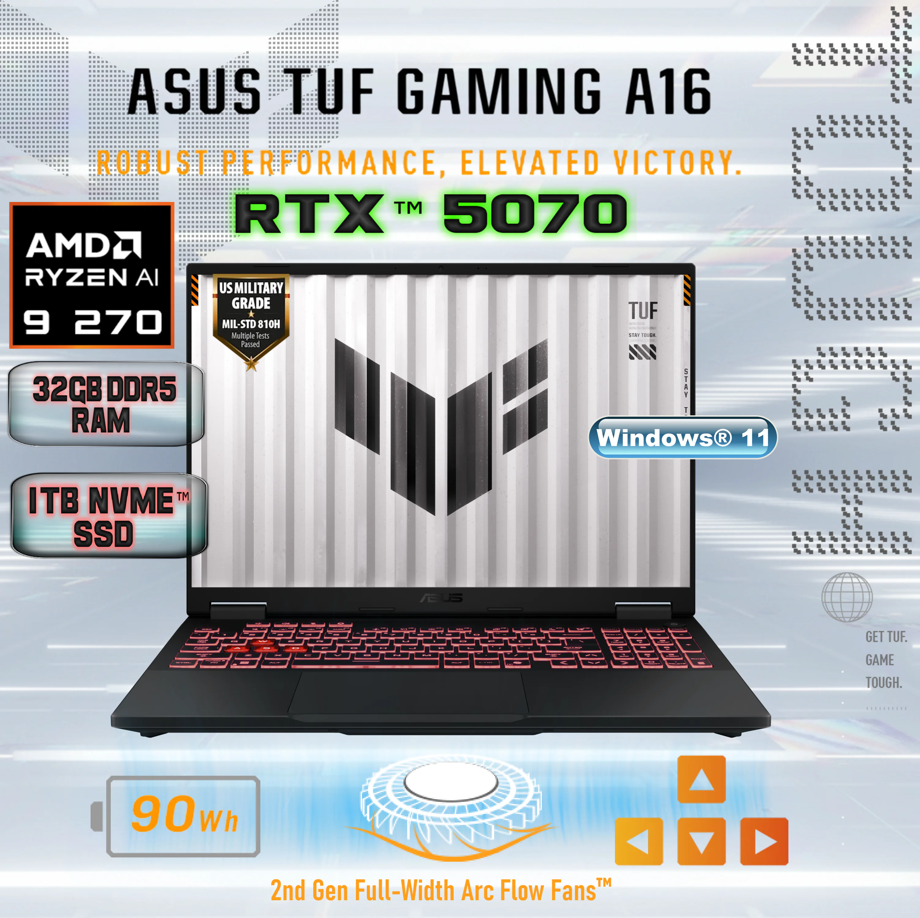 90NR0KT1-M00400 ASUS GAMING TUF A16 FA608 RYZEN 9-270 /32GB DDR5/ 1TB/16.0 WUXGA/RTX5070