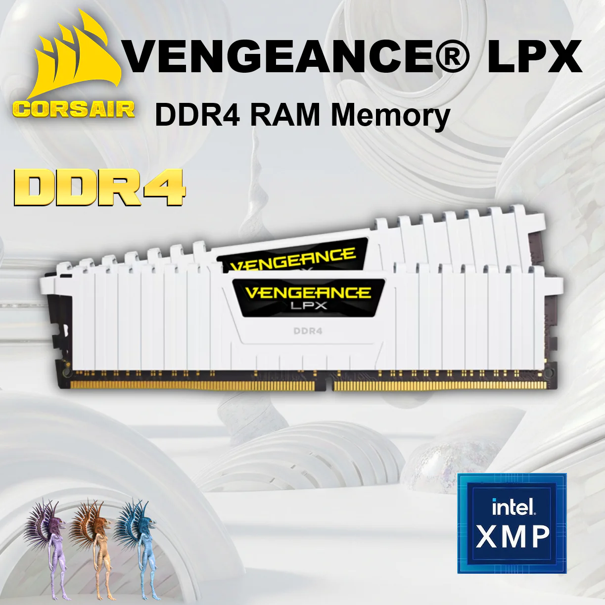 CMK16GX4M2D3000C16W RAM CORSAIR VENGEANCE LPX WHITE 16GB (8X2) 3000MHZ CORSAIR VENGEANCE® 16GB Kit (2x8GB) DDR4 3000MHz C16 1.35V RAM Memory With XMP 2.0 Profiles