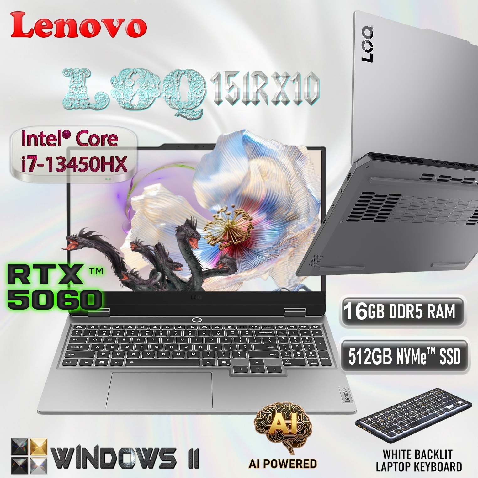 LENOVO AI-Powered LOQ 15IRX10 Intel® Core i7-13650HX | 16GB DDR5 RAM ; 512 SSD NVMe® | RTX 5060