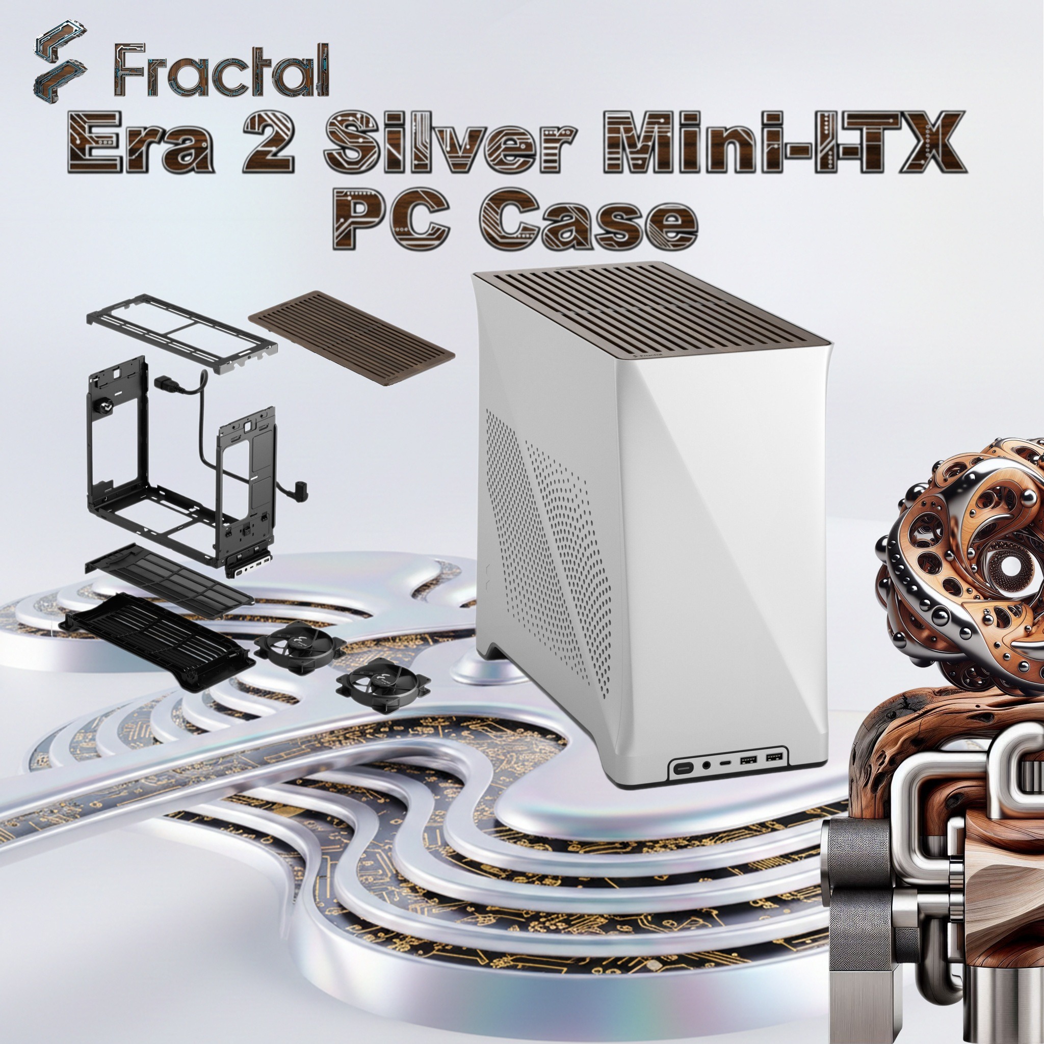 Fractal Era 2 Silver Mini-ITX PC Case With Anodized Aluminum Body