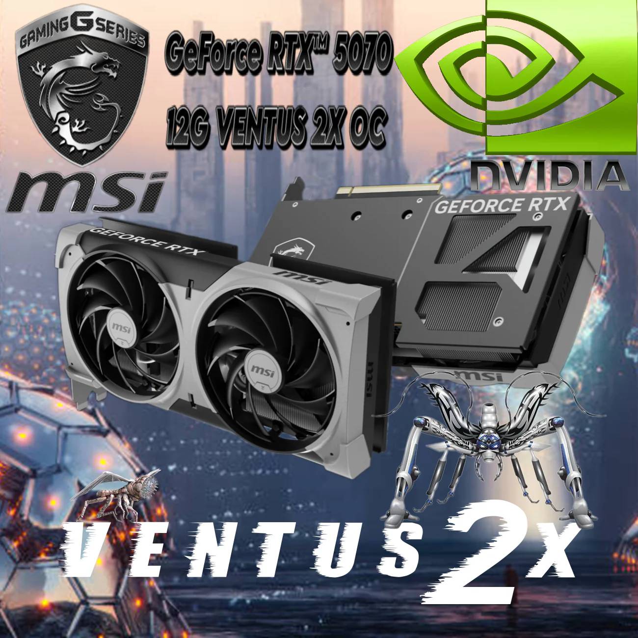 912-V532-089 MSI RTX 5070 12GB VENTUS 2X OC MSI GeForce RTX 5070 12GB GDDR7 VENTUS 2X OC GPU With DLSS 4