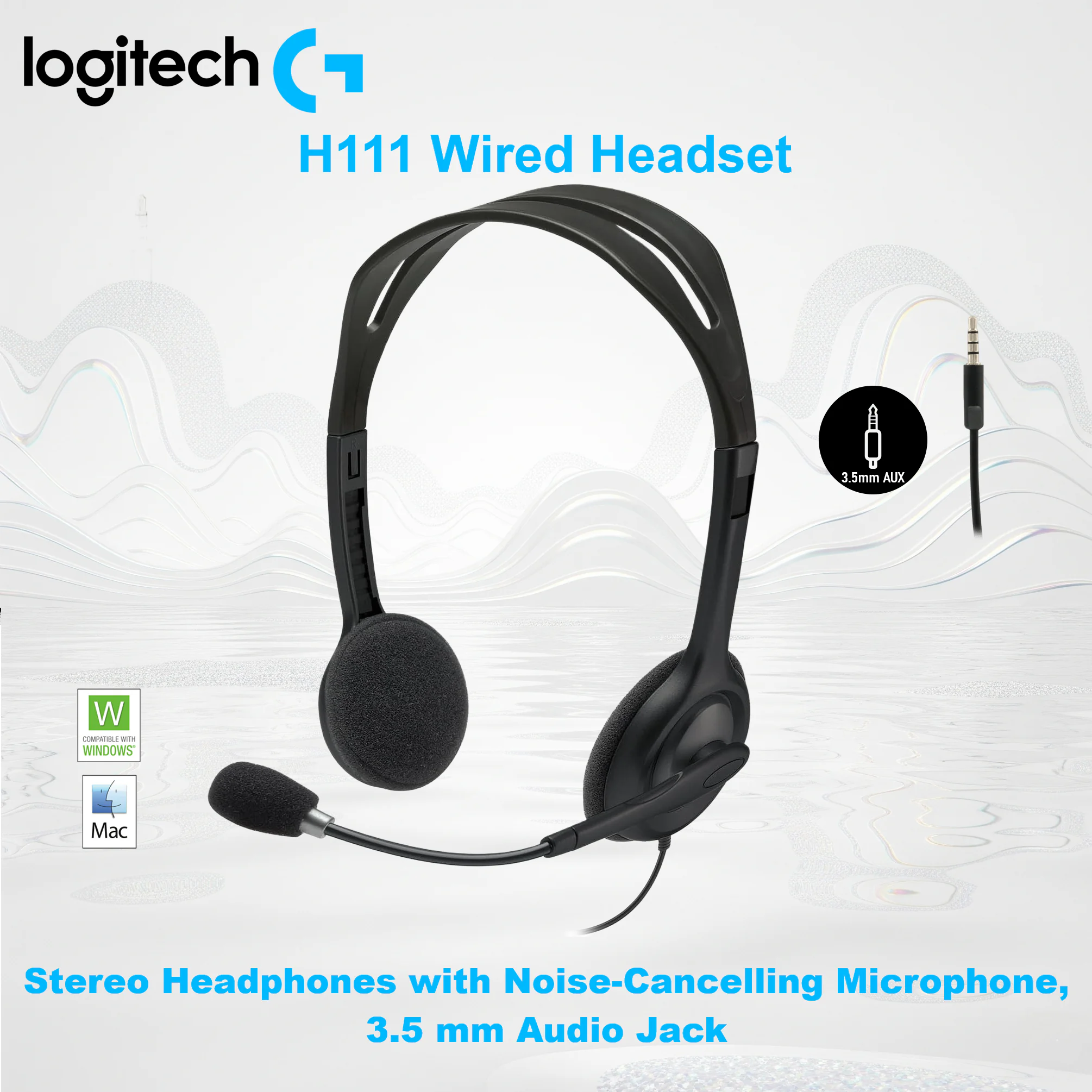 LGT-H111-HEADSET LOGITECH H111 HEADSET 981-000594 Logitech H111 Wired Headset With Stereo Sound