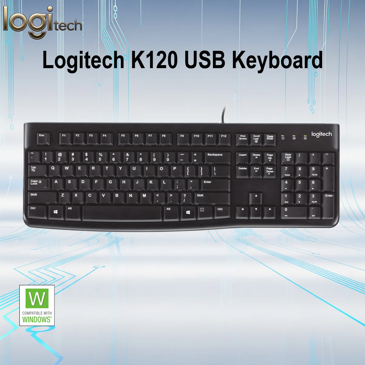 920-002583 LOGITECH K120 USB BLACK ENGLISH KEYBOARD Logitech K120 USB Keyboard Full-Size Wired Plug & Play Spill-Resistant Durable Design With Number Pad