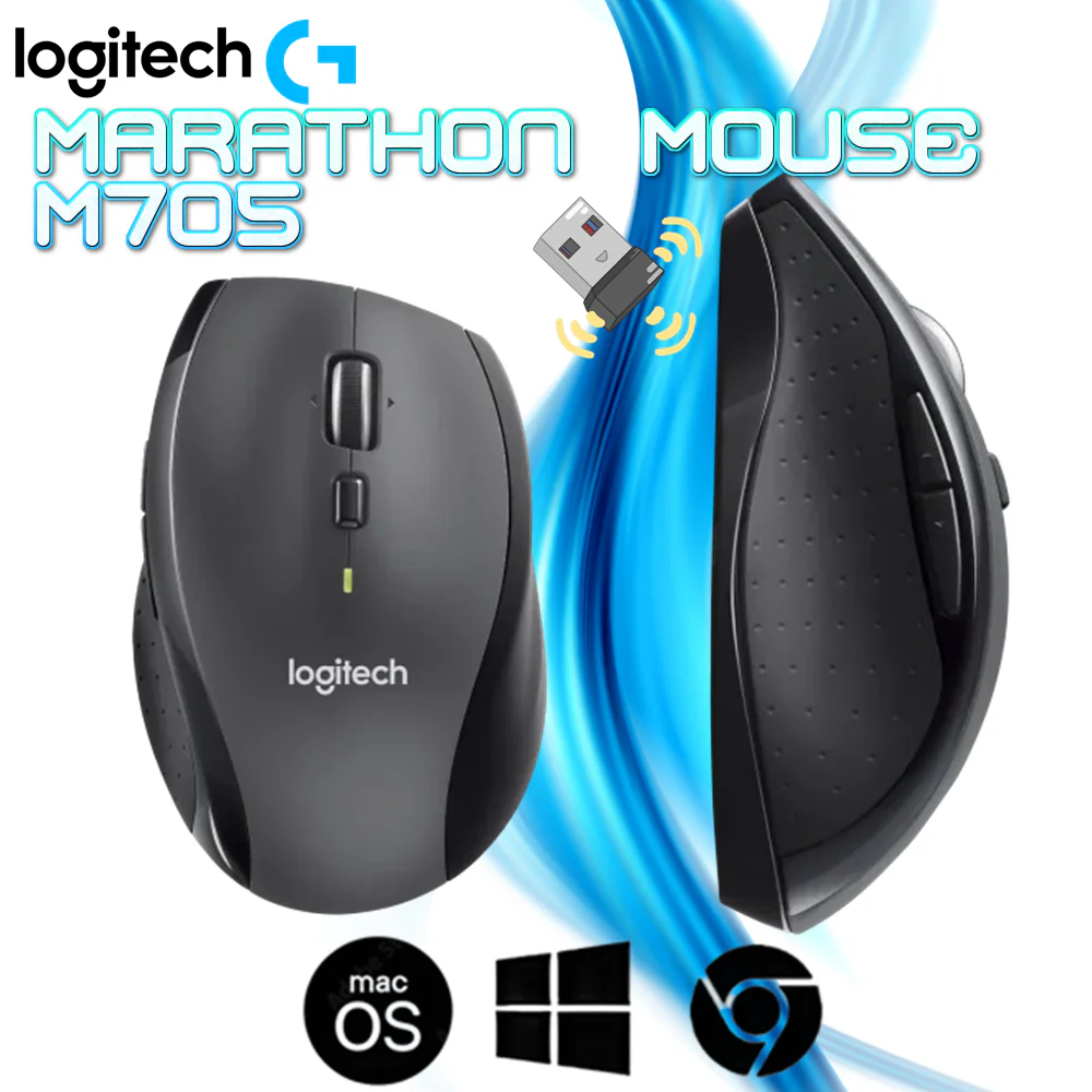 910-001964 LOGITECH MOUSE M705 MARATHON WIRELESS BLACK Logitech Marathon Mouse M705 Wireless Optical Mouse With 36Mo Battery