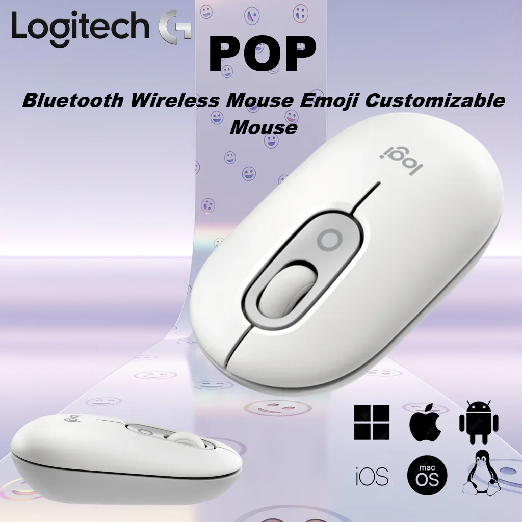 910-007153 LOGITECH MOUSE POP WIRELESS WHITE Logitech POP Wireless Bluetooth Mouse
