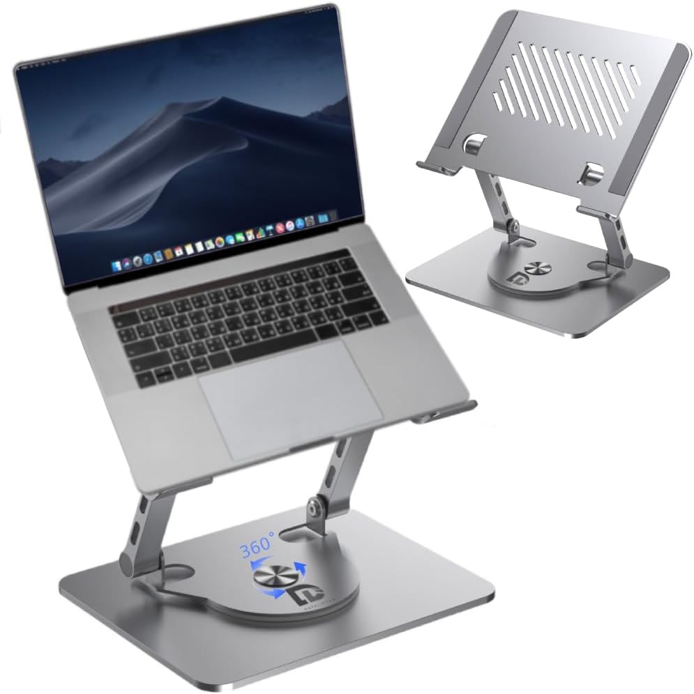 [Adjust your laptop to any position] with the 360-degree rotating base Ease collaborate