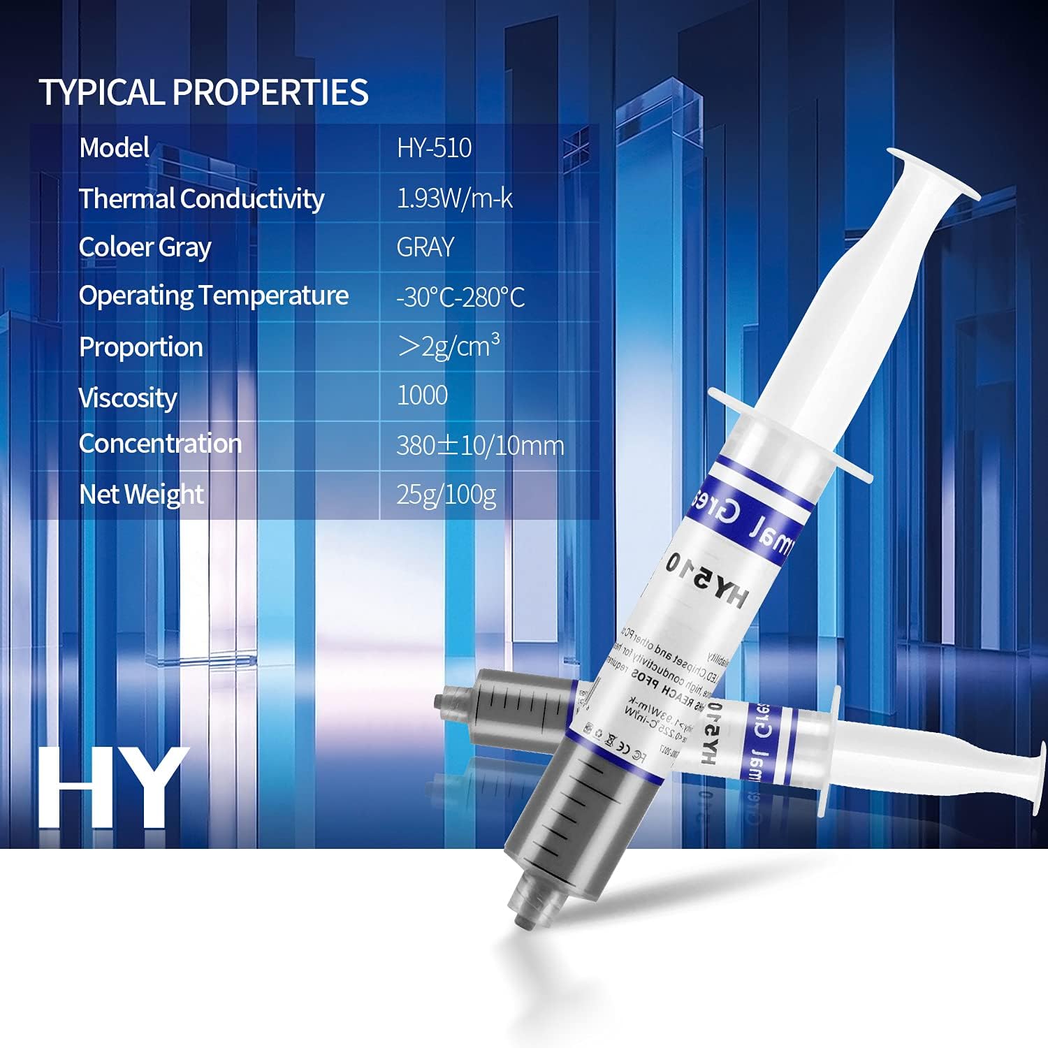 THERMAL-HY510 THERMAL PASTE HEATSINK COMPOUNDS HY510 30G Halnziye HY510 Grey Thermal Grease 25g Syringe With 1.93W/m-K Conductivity