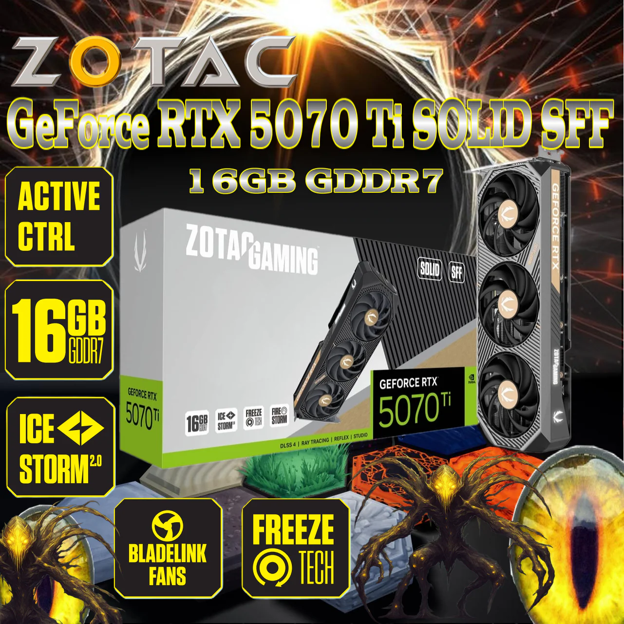 ZT-B50710D3-10P ZOTAC GAMING GeForce RTX 5070 Ti SOLID SFF 16GB GDDR7 GPU With Blackwell Architecture