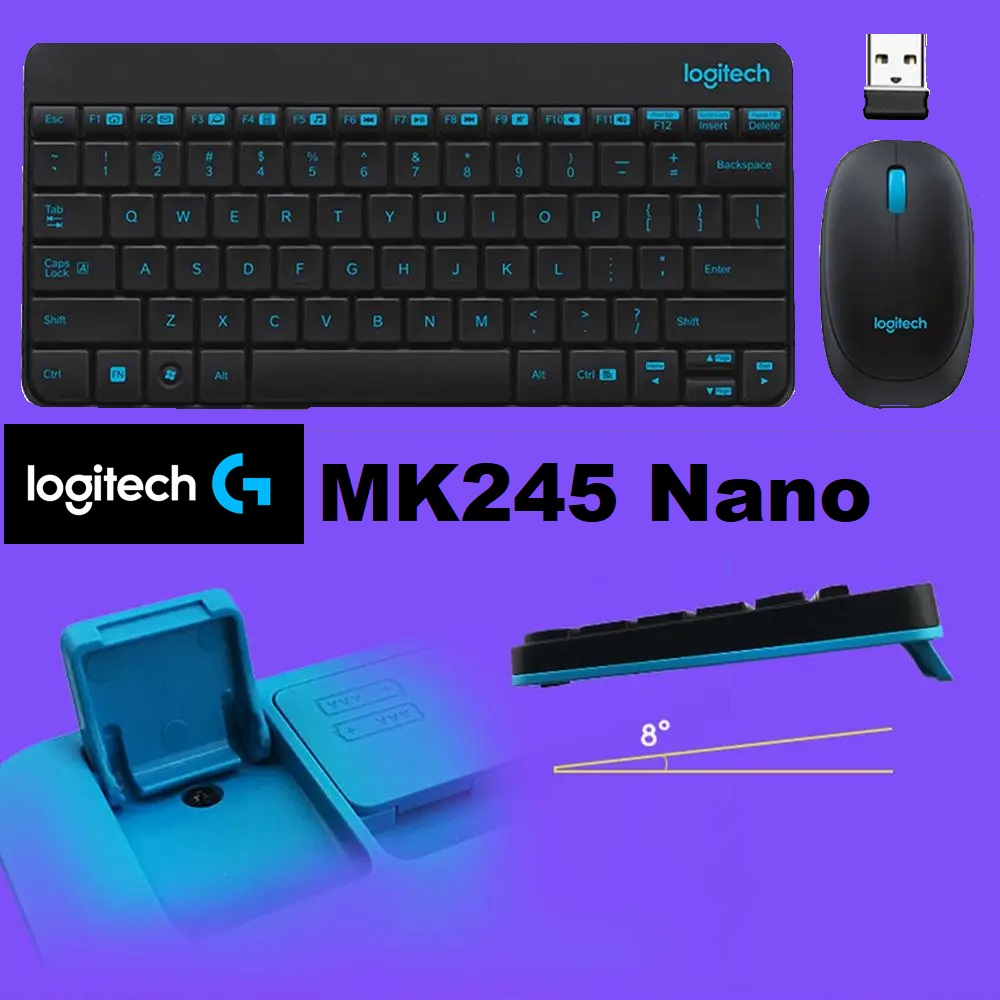 920-008200 Logitech MK245 Nano Wireless Keyboard Mouse Logitech MK245 Nano Wireless Keyboard and Mouse 2.4GHz Nano USB Receiver