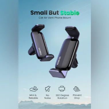 UGREEN Air Vent Phone Holder – Compact Car Mount Clip for iPhone & Android (4.7–7.12”), Secure Grip, 360° Adjustable, Scratch-Free Silicone, Metal Core Design