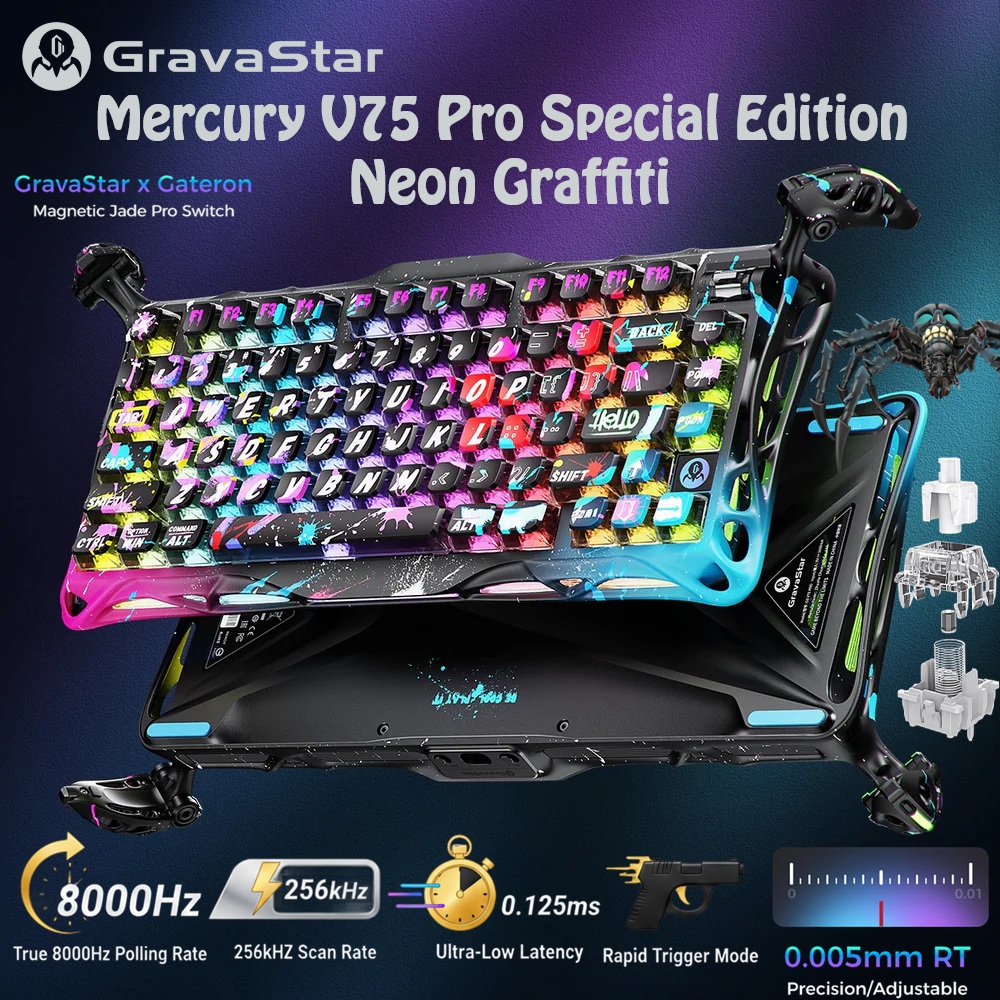 GravaStar Mercury V75 Pro Hall Effect Gaming Keyboard With Gateron HE Magnetic Jade Switch