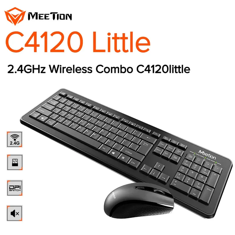 MEETION-C4120-LITTLE C4120 Little Wireless Keyboard Mouse Combo C4120 Little 2.4GHz Wireless Keyboard & Mouse Combo – Ergonomic Design