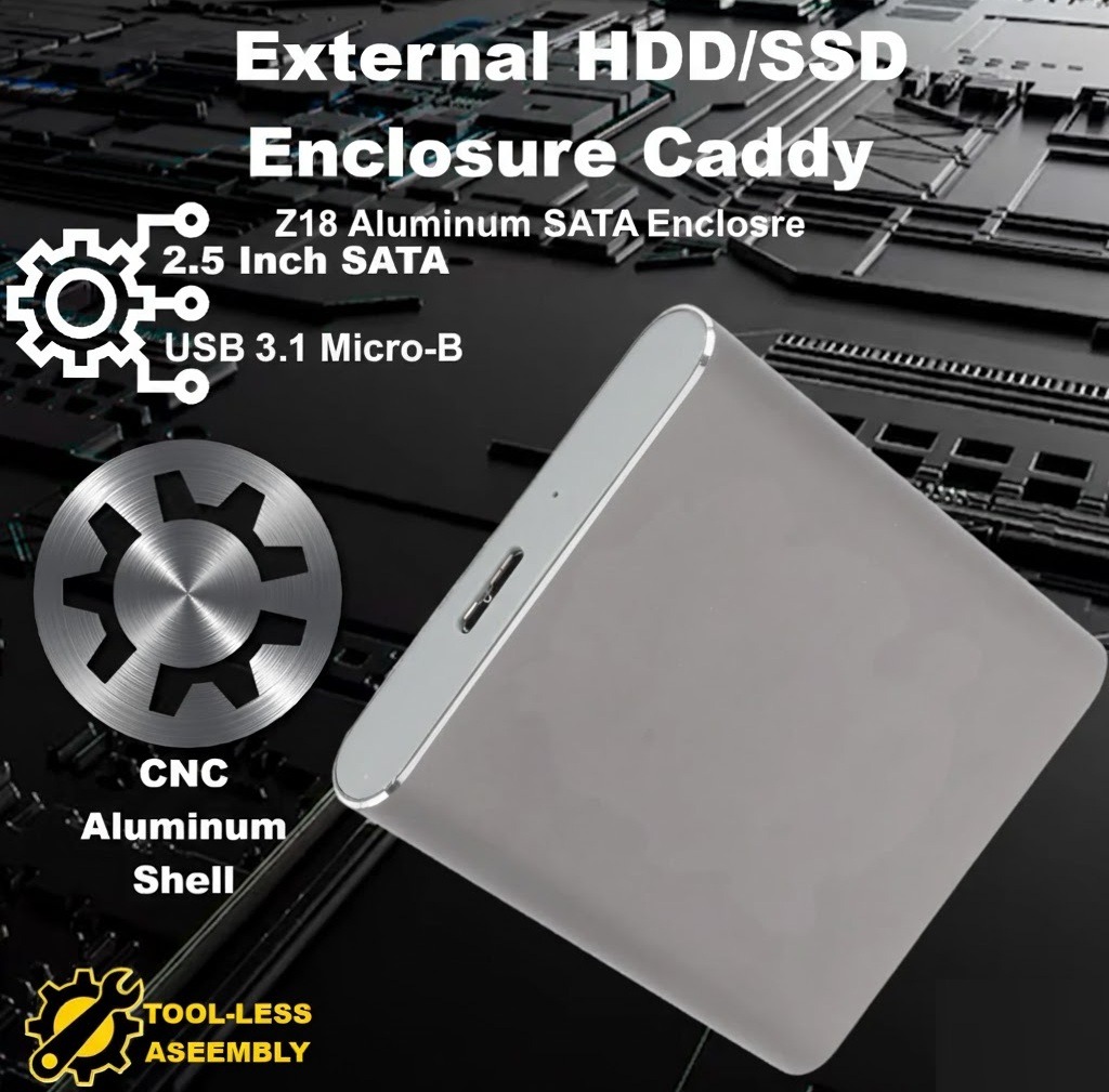 Z18-3.0 ENCLOSURE SATA TO USB 3.0 2.5" HDD ALUMINUM GRAPHITE GREY EXTERNAL CASE 2.5 Inch SATA To USB 3.0 Micro-B External HDD/SSD Enclosure Caddy With CNC Aluminum Shell