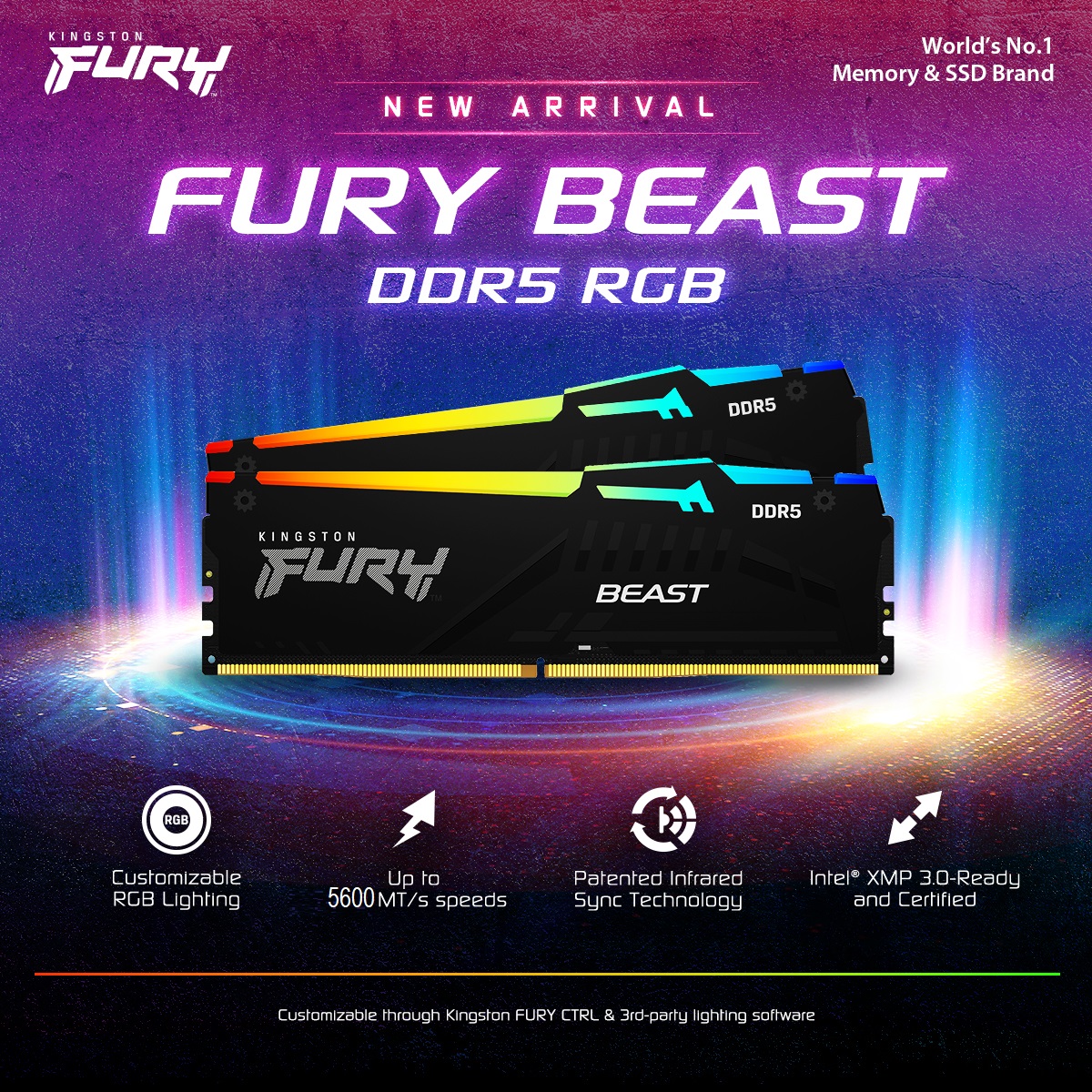 Beast 64GB 6000MTs DDR5 RAM CL40 RGB RAM Kit Beast 64GB 5600MTs DDR5 RAM CL40 RGB RAM Kit Beast 64GB 5200MTs DDR5 RAM CL40 RGB RAM Kit Beast 32GB 6000MTs DDR5 RAM CL40 RGB RAM Kit Beast 32GB 5600MTs DDR5 RAM CL40 RGB RAM Kit KF556C36BBEAK2-64 Beast 64GB 5600MTs DDR5 RAM CL36 RGB RAM Kit Kingston FURY Beast 64GB (2x32GB) 5600MT/s DDR5 RAM CL36 PC5-44800 1.25 V RGB Desktop Memory Kit of 2