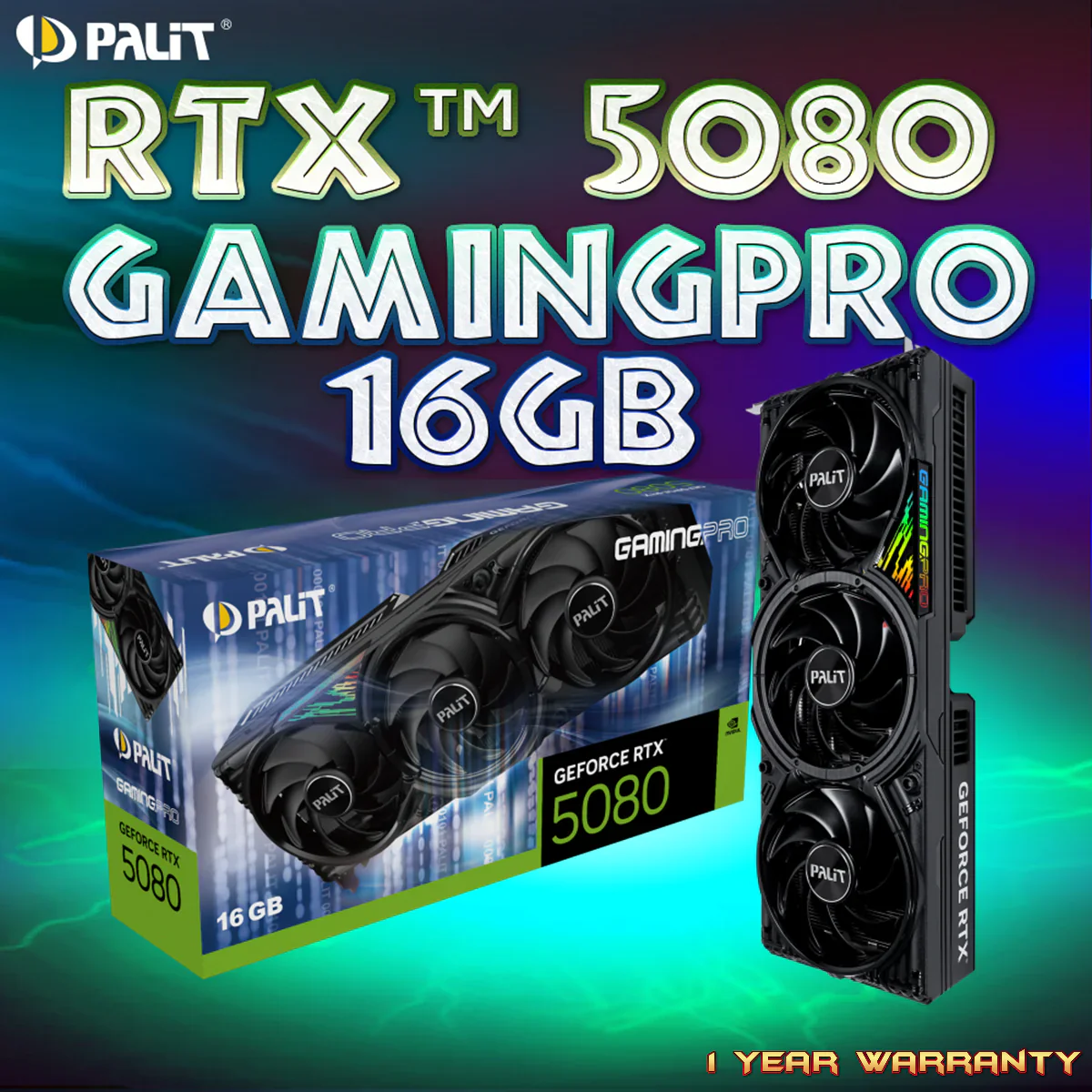 NE75080019T2-GB2031A PALIT GAMING PRO RTX 5080 16GB 3XFANS Palit GeForce RTX 5080 GamingPro 16GB GDDR7 With DLSS 4